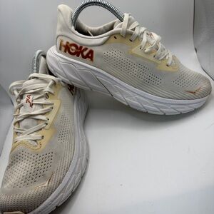 Hoka Cream and White Athletic Sneakers